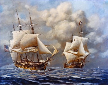 Batalla naval USS Constellation vs Insurgente Pinturas al óleo
